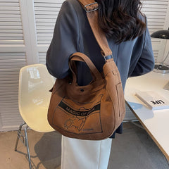 Women's Large Canvas Crossbody Bag Cotton Cloth School Shoulder Handbag