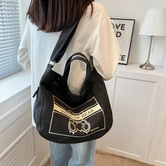 Women's Large Canvas Crossbody Bag Cotton Cloth School Shoulder Handbag