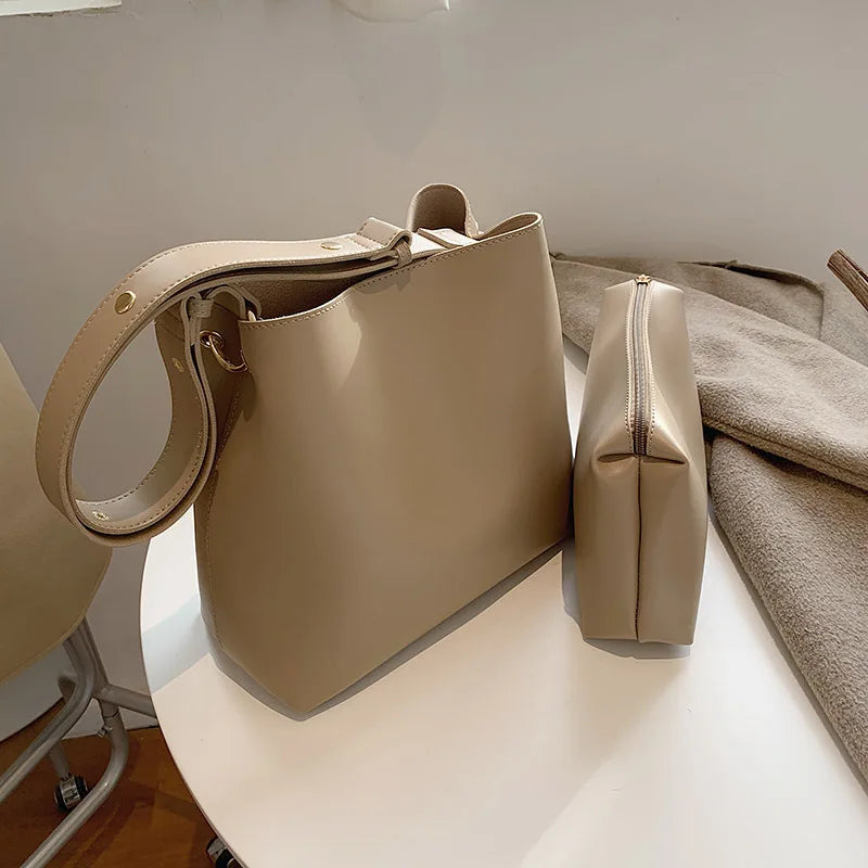 Women's Large Capacity Shoulder Bags PU Leather High Handbags