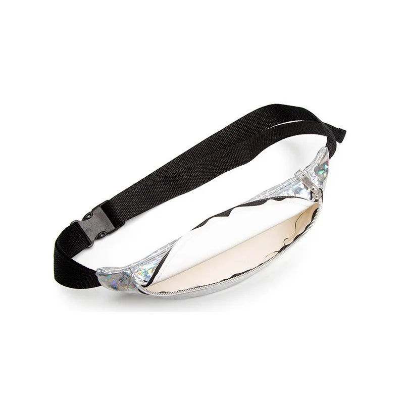 Women's Laser Sequin Shoulder Bag Chest Bags Female Holographic Waist Belt Bag