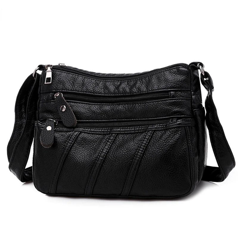 Women's Leather Casual Shoulder Bags Multi-layer Crossbody Handbag