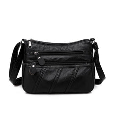 Women's Leather Casual Shoulder Bags Multi-layer Crossbody Handbag