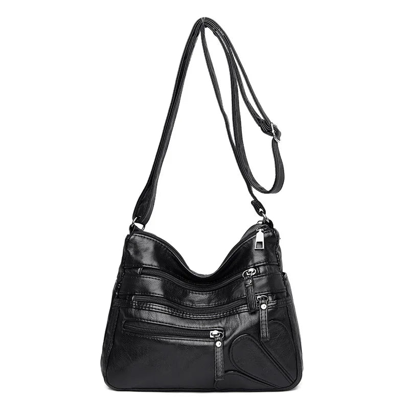 Neutral Leather Handbag Tote Shoulder Bag Purse