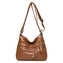 Neutral Leather Handbag Tote Shoulder Bag Purse