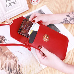 Women's One-shoulder Messenger Bag PU Mobile Phone Wallet Retro Buckle Small