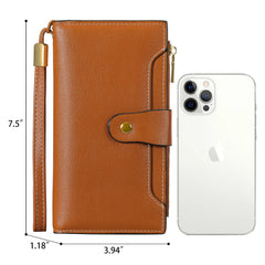 Women's Long Leather Clutch Purse Cellphone Bag Coin Wallet