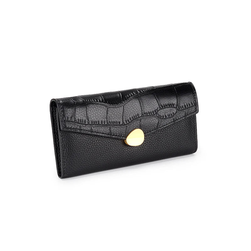Crocodile Pattern Leather Long Wallet Women's Hand Wallet