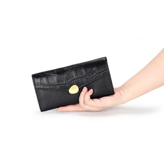 Crocodile Pattern Leather Long Wallet Women's Hand Wallet