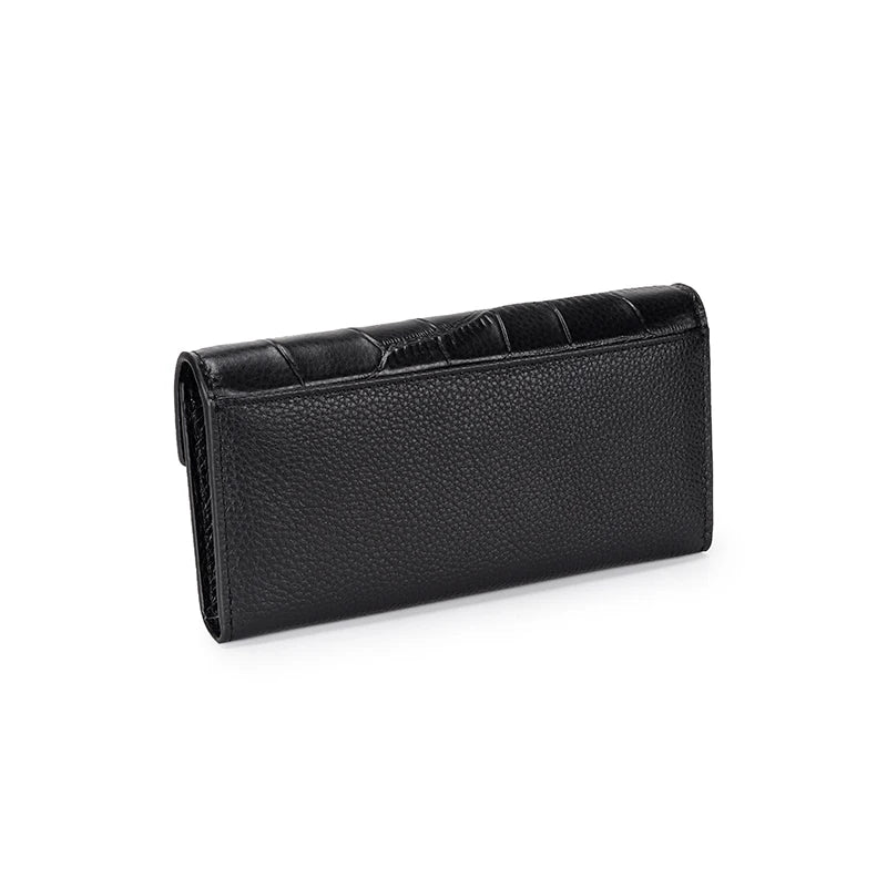 Crocodile Pattern Leather Long Wallet Women's Hand Wallet