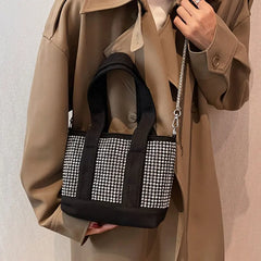 Women's Diamond Bucket Tote Bag Chain Shoulder Crossbody Bags