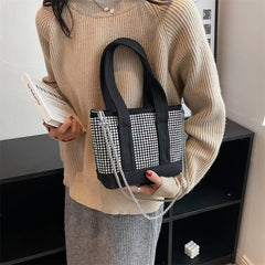 Women's Diamond Bucket Tote Bag Chain Shoulder Crossbody Bags
