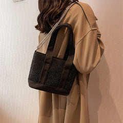 Women's Diamond Bucket Tote Bag Chain Shoulder Crossbody Bags