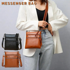 Women's Zipper Pocket Crossbody Bag Soft Leather Shoulder Bag