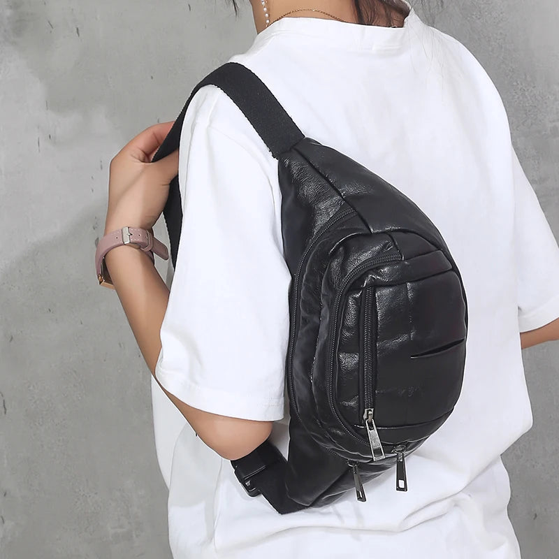 Women's Men's Chest Bag Pu Messenger Bag Shoulder Bag Large Capacity
