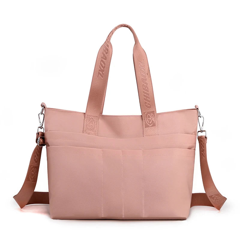 Waterproof Nylon Messenger Bag for Women - Black