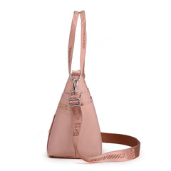 Waterproof Nylon Messenger Bag for Women - Black