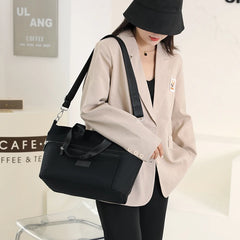 Waterproof Nylon Messenger Bag for Women - Black