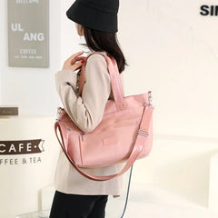 Waterproof Nylon Messenger Bag for Women - Black