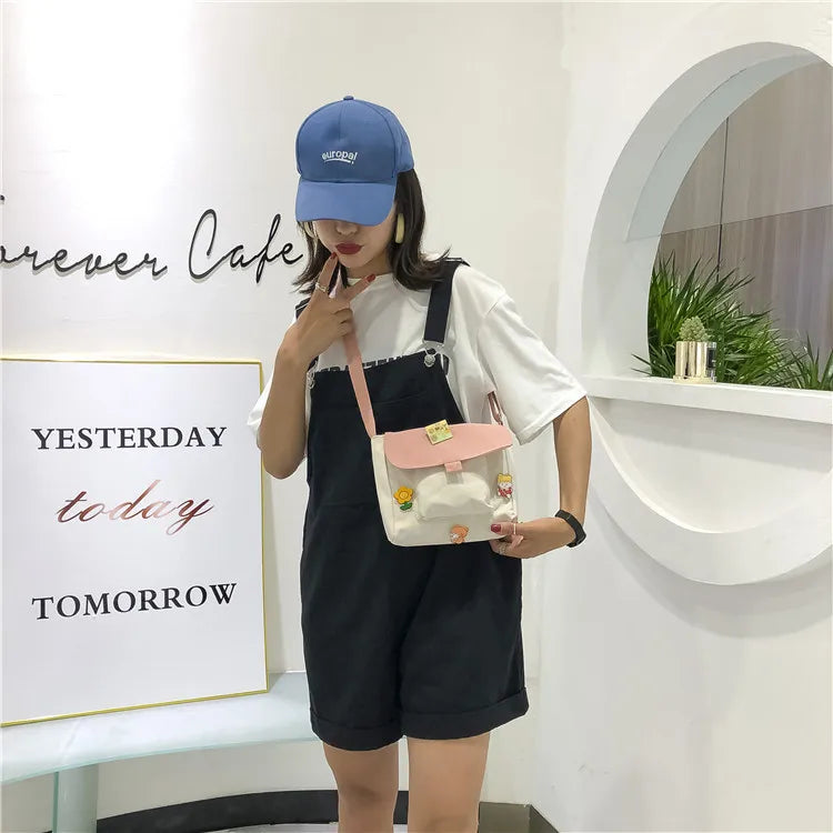 Women's Canvas Envelope Messenger Bag Sweet Student Shoulder Bag
