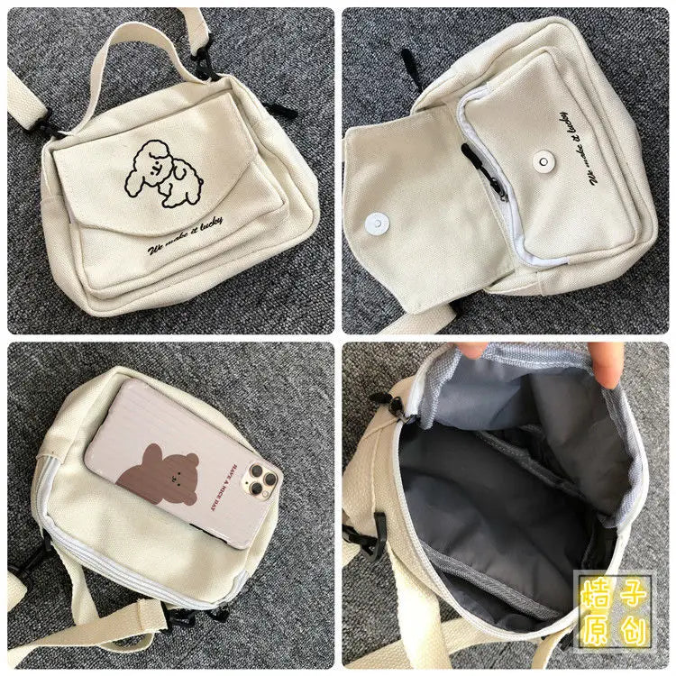 Women's Canvas Envelope Shoulder Bag Sweet Cartoon Design