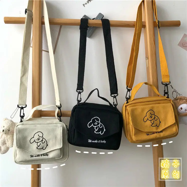Women's Canvas Envelope Shoulder Bag Sweet Cartoon Design