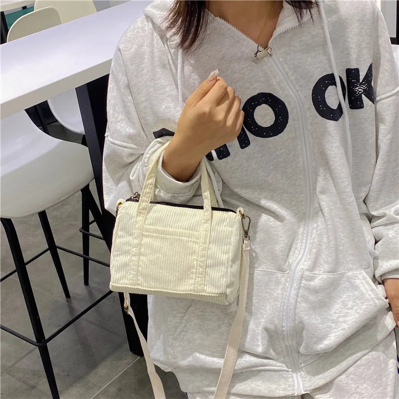 Women's Mini Corduroy Shoulder Bag Casual Purse