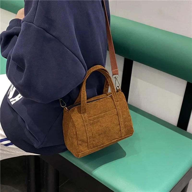 Women's Mini Corduroy Shoulder Bag Casual Purse