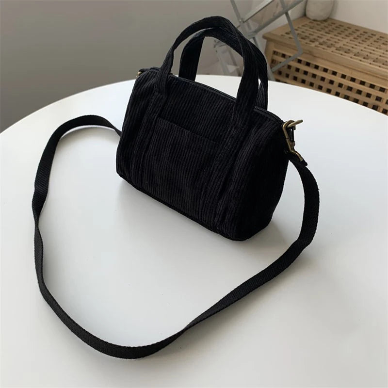 Women's Corduroy Shoulder Bag Canvas Handbag Totes Casual Purse