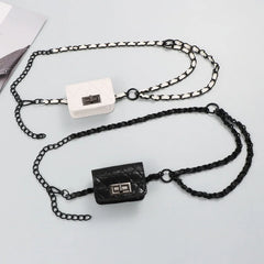 Women's Mini PU Leather Purse with Long Chain Belt