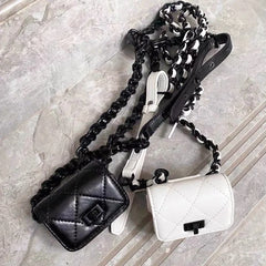 Women's Mini PU Leather Purse with Long Chain Belt