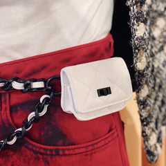 Women's Mini PU Leather Purse with Long Chain Belt