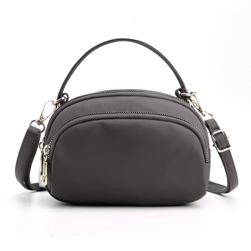 Vintage Lightweight Nylon Purse Solid Zipper Waterproof Flap Crossbody Bag