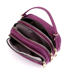 Vintage Lightweight Nylon Purse Solid Zipper Waterproof Flap Crossbody Bag