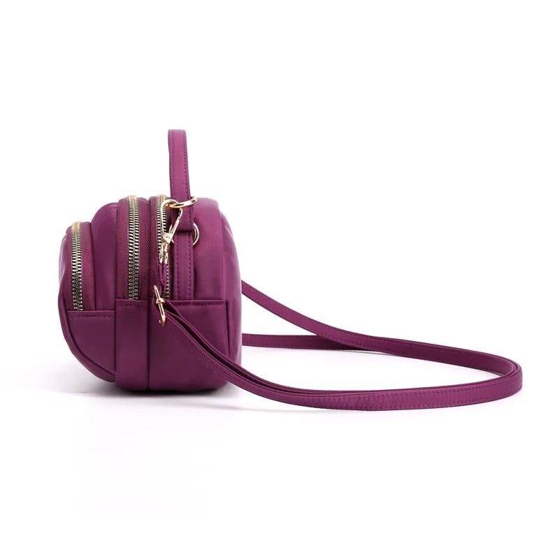 Vintage Lightweight Nylon Purse Solid Zipper Waterproof Flap Crossbody Bag
