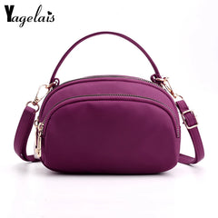 Vintage Lightweight Nylon Purse Solid Zipper Waterproof Flap Crossbody Bag