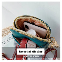Women's Mini Shoulder Bags Leather Crossbody Bag with Cat Girls Phone Bag