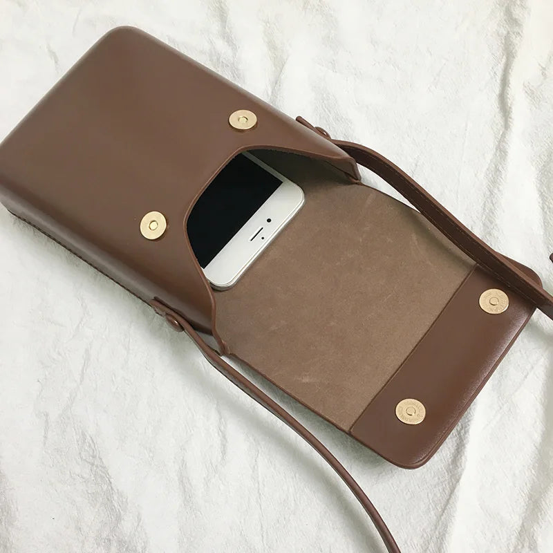 Women's Crossbody Phone Bag Solid PU Storage Bag