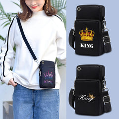 Women's Waterproof Shoulder Bag for IPhone 13, Xiaomi, King Print Wrist Bag