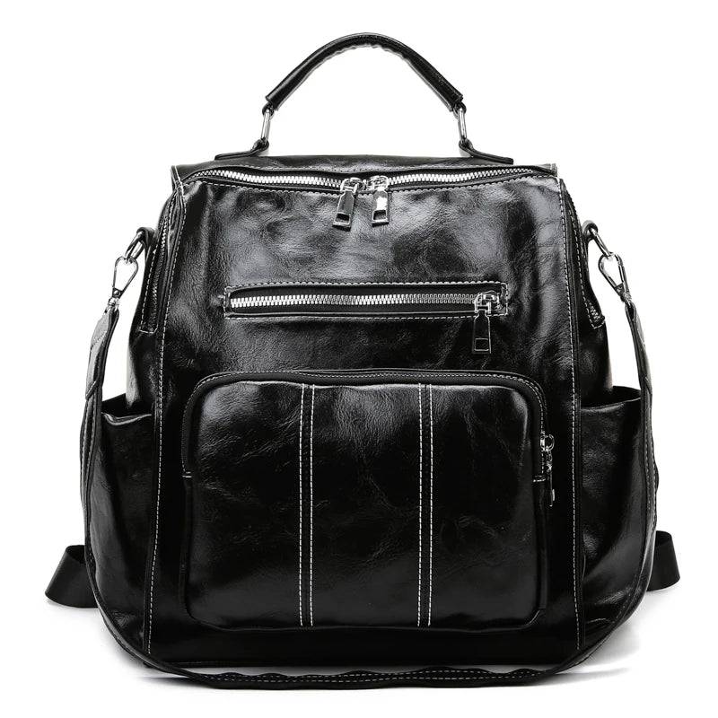 Women's Retro PU Leather Backpack School Bag Casual Backpacks