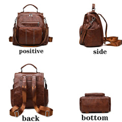 Women's Retro PU Leather Backpack School Bag Casual Backpacks