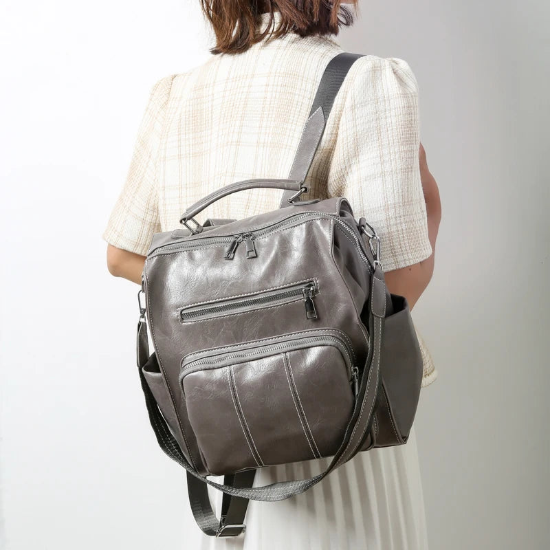 Women's Retro PU Leather Backpack School Bag Casual Backpacks