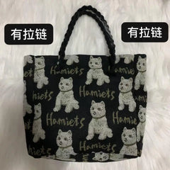 Women's Plush Shoulder Bags Covered with Puppy Clutch Bags