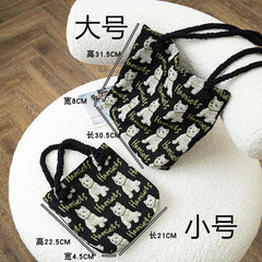 Women's Plush Shoulder Bags Covered with Puppy Clutch Bags