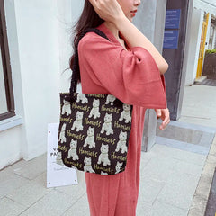Women's Plush Shoulder Bags Covered with Puppy Clutch Bags