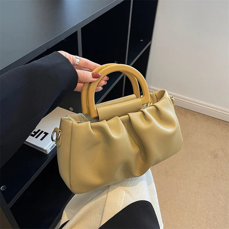 Women's Retro PU Leather Shoulder Bag Large Capacity Solid Handbags