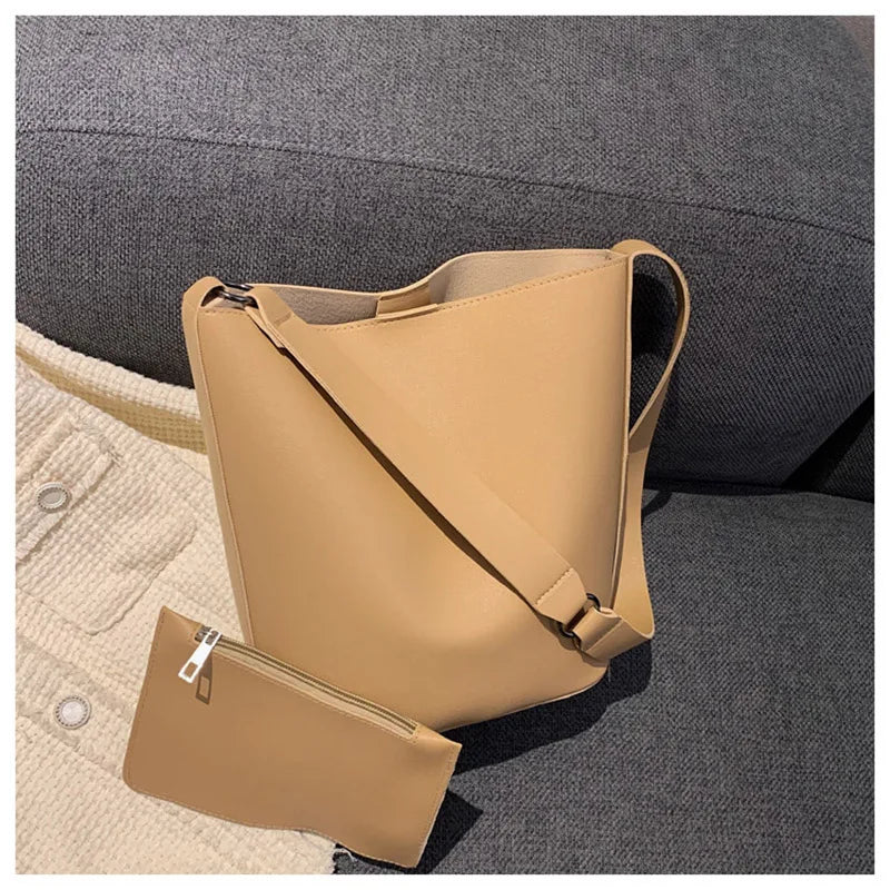 Women's One Shoulder Bags PU Leater Composite Bag Bucket Bag