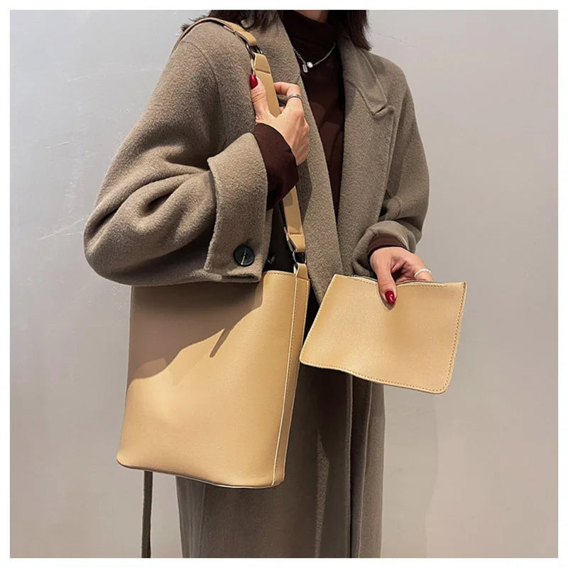 Women's One Shoulder Bags PU Leater Composite Bag Bucket Bag