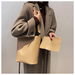 Women's One Shoulder Bags PU Leater Composite Bag Bucket Bag
