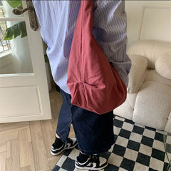 Women's One Shoulder Canvas Large Capacity Japanese Dumpling Commuting Tot Bag
