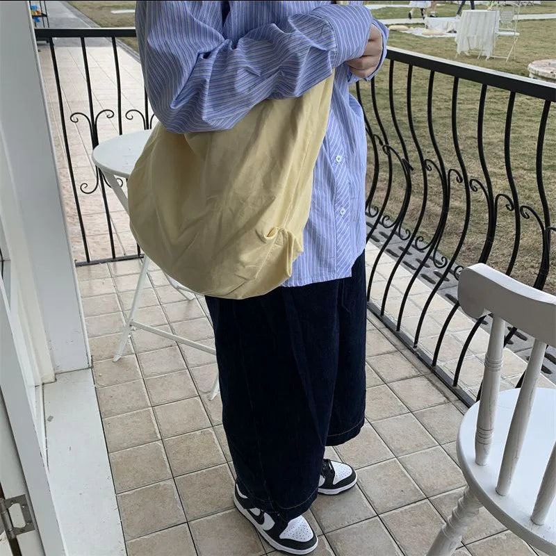 Women's One Shoulder Canvas Large Capacity Japanese Dumpling Commuting Tot Bag